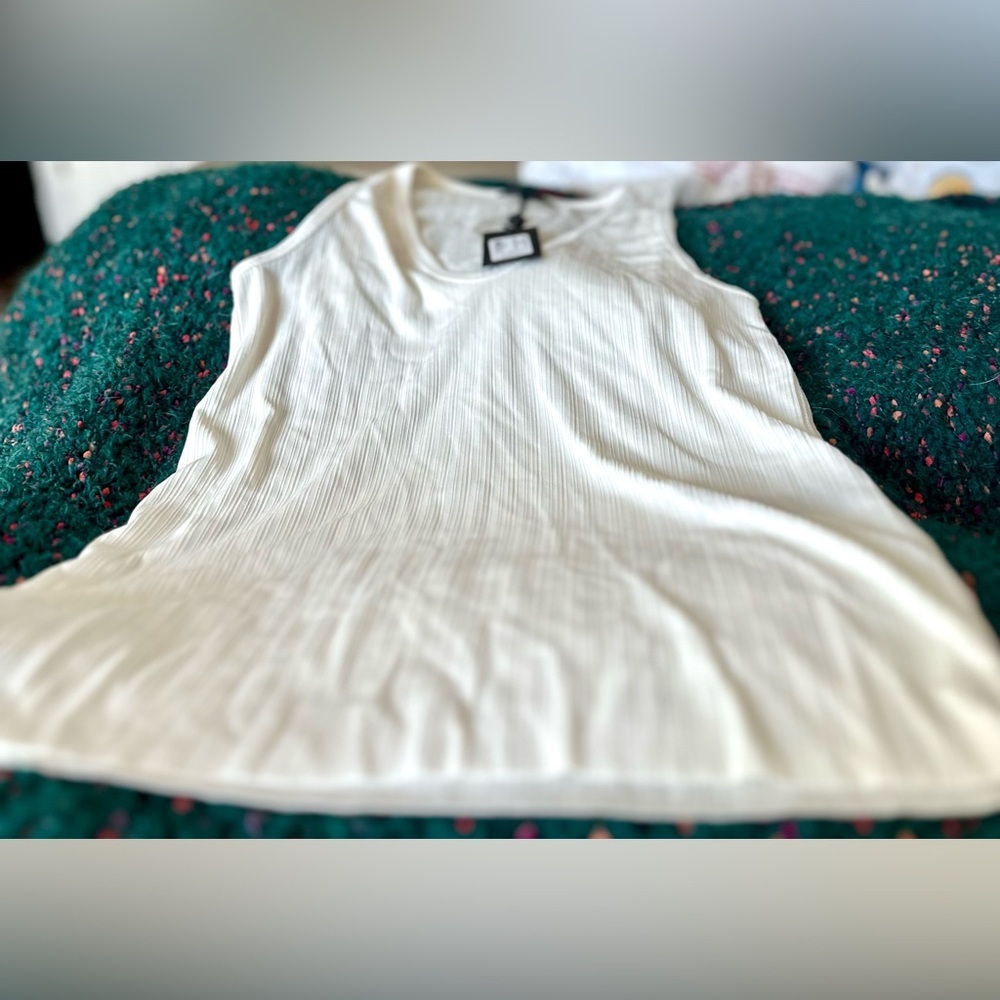 rag & bone Zoe Deep V Ribbed Tank White NWT Elevated Minimalist Top S - Picture 12 of 14